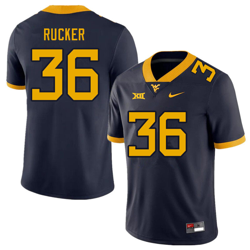 NCAA Men's Markquan Rucker West Virginia Mountaineers Navy #36 Nike Stitched Football College Authentic Jersey ND23O32IH